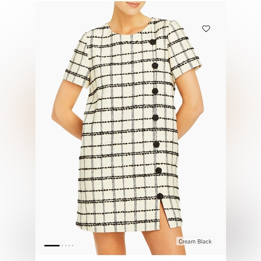 Plaid Mini Dress in Cream and Black